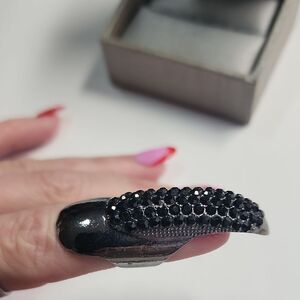 Black Rhinestone Nail Talon Ring